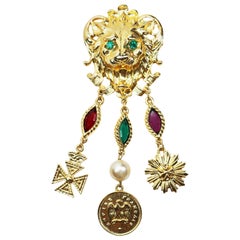 Anne Klein Broche à pompon tête de lion
