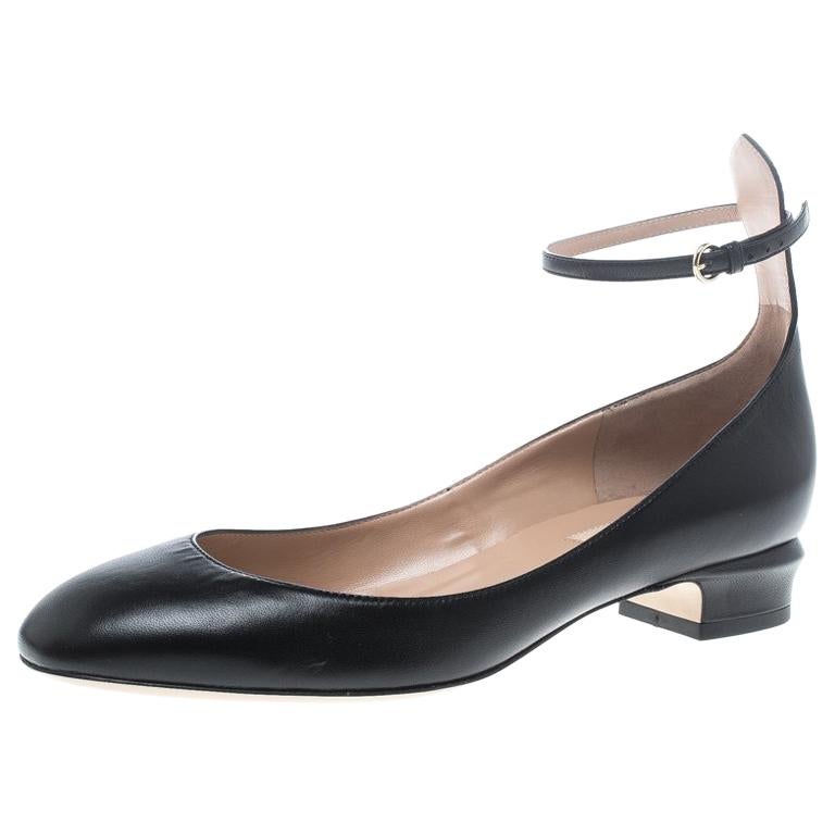 Valentino Black Leather Tango Ankle Strap Pumps Size 38.5 For Sale at ...