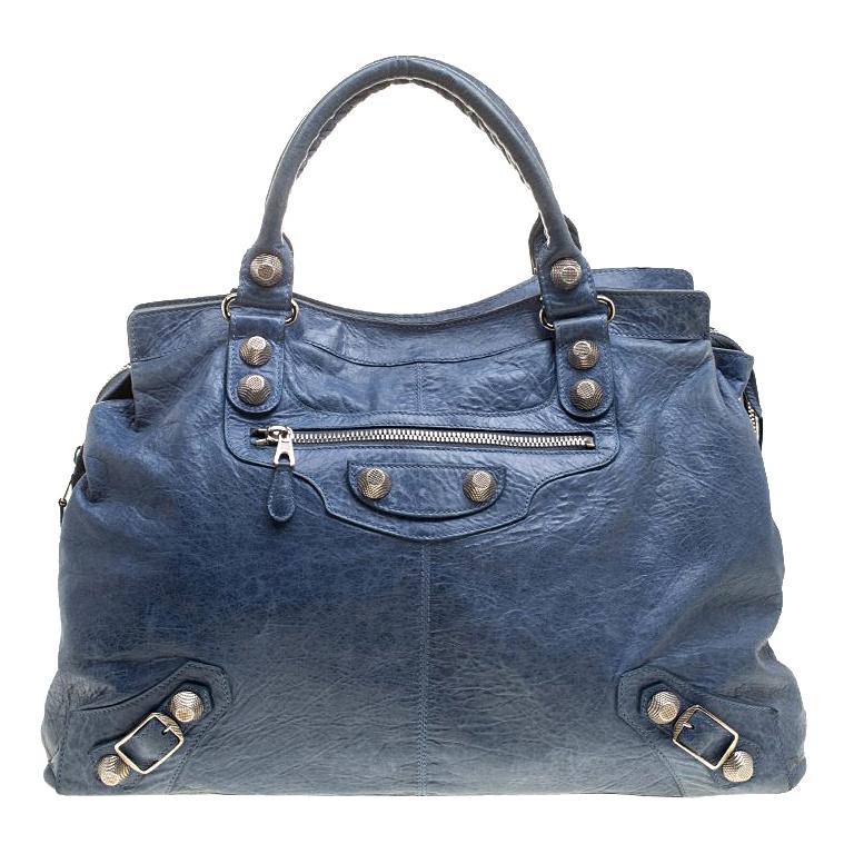 Balenciaga Sky Blue Leather Giant 21 Gold Hardware RTT Bag For Sale at ...