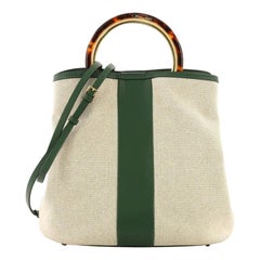 Marni Pannier Bucket Bag Canvas with Leather Medium