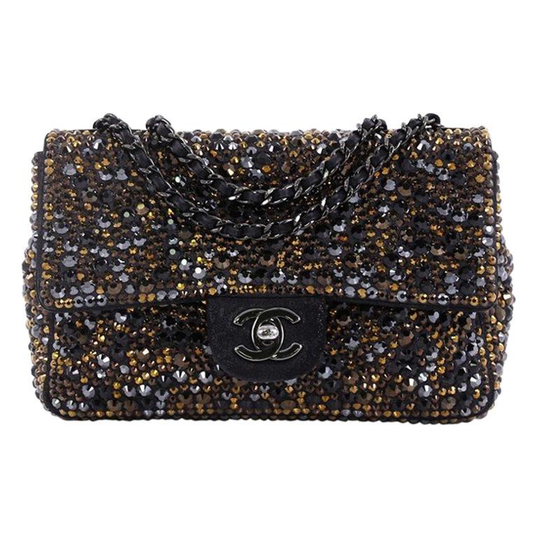 Chanel Flap Bag Strass Embellished Suede Small at 1stDibs