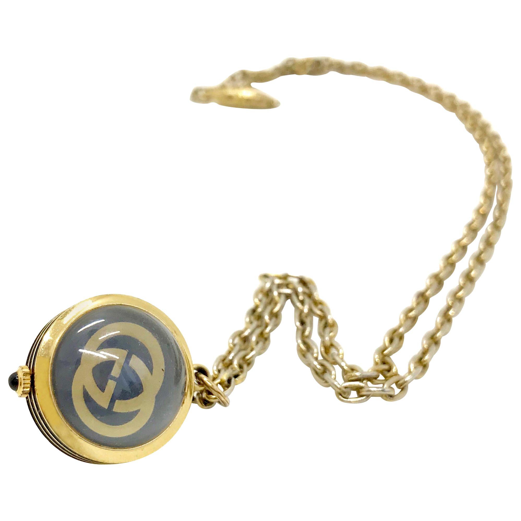 Gucci 1970s Vintage Watch Pendant Necklace