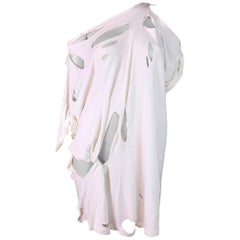 S/S 2009 Maison Martin Margiela Runway White Destroyed Shirt Dress M