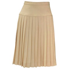 A vintage 1990s cream Chanel Silk Pleated Skirt