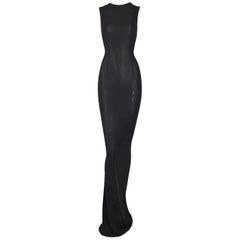 1997 Gucci by Tom Ford Semi-Sheer Extra Long Black Tank Dress 40