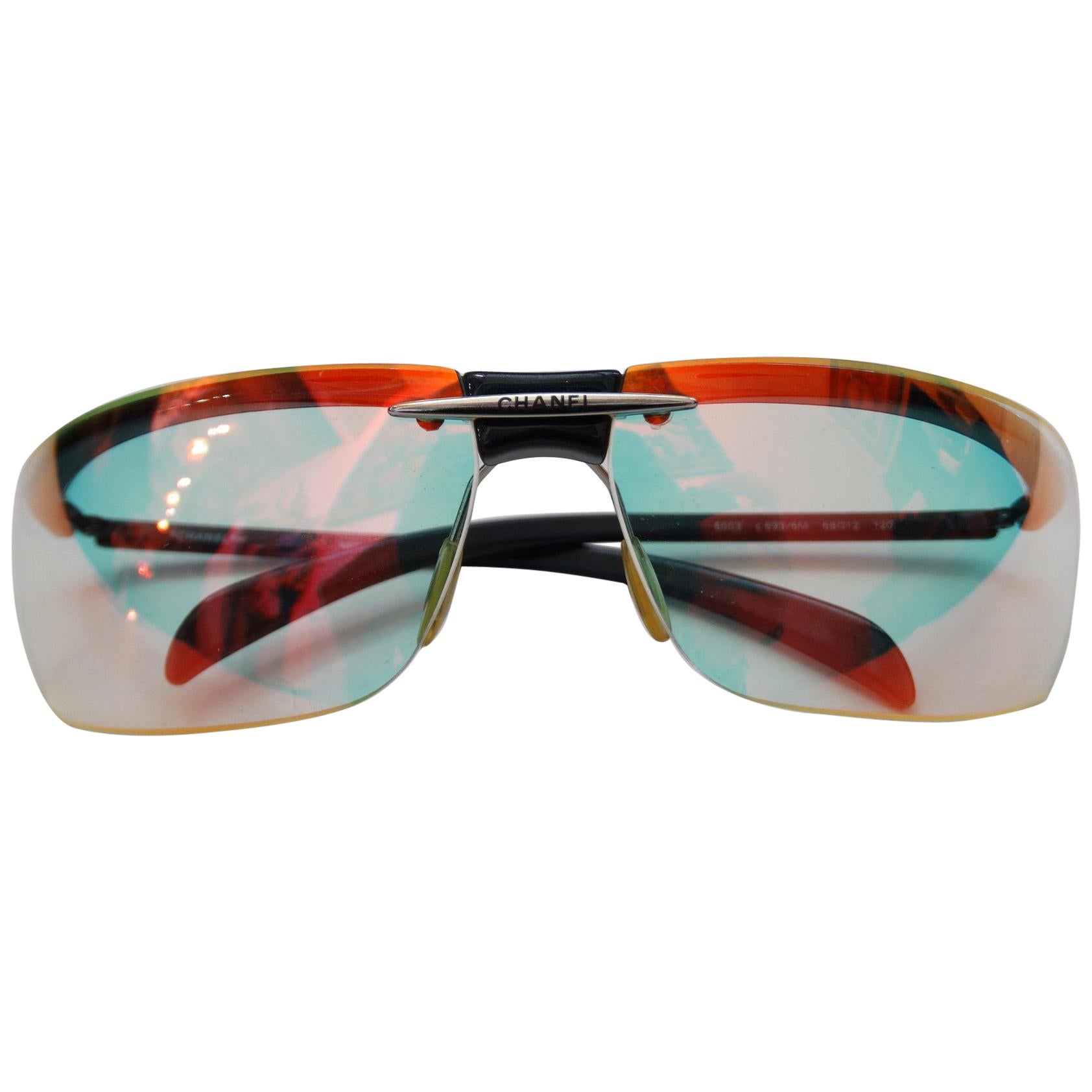 Chanel 2000s Iridescent Lens Sport Sunglasses 