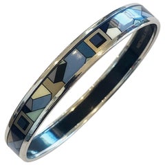 Retro A Michaela Frey Austrian Geometric enamelled bangle in blue and black