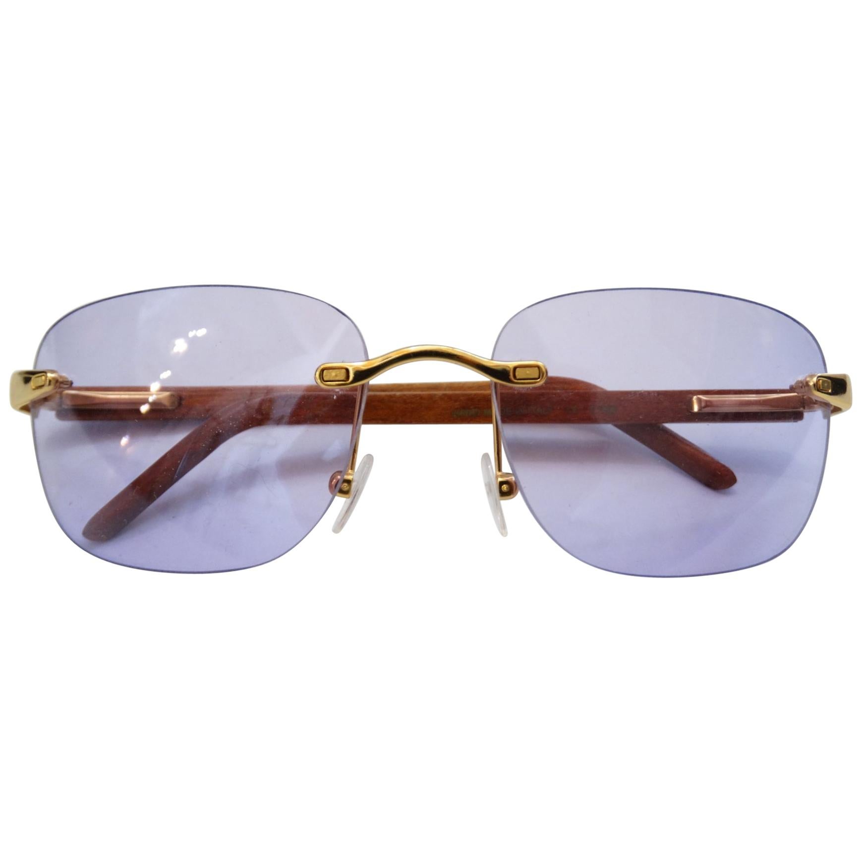 1990s Porta Romana Clear Purple Lens Sunglasses 