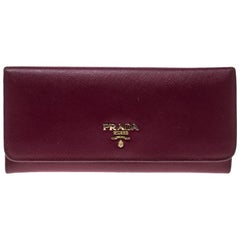 Prada Magenta Saffiano Leather Continental Wallet