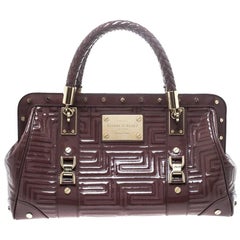 Versace Dark Beige Quilted Patent Leather Snap Out of It Satchel