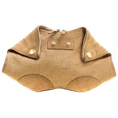 Alexander McQueen Light Brown Suede Medium Studded De Manta Clutch