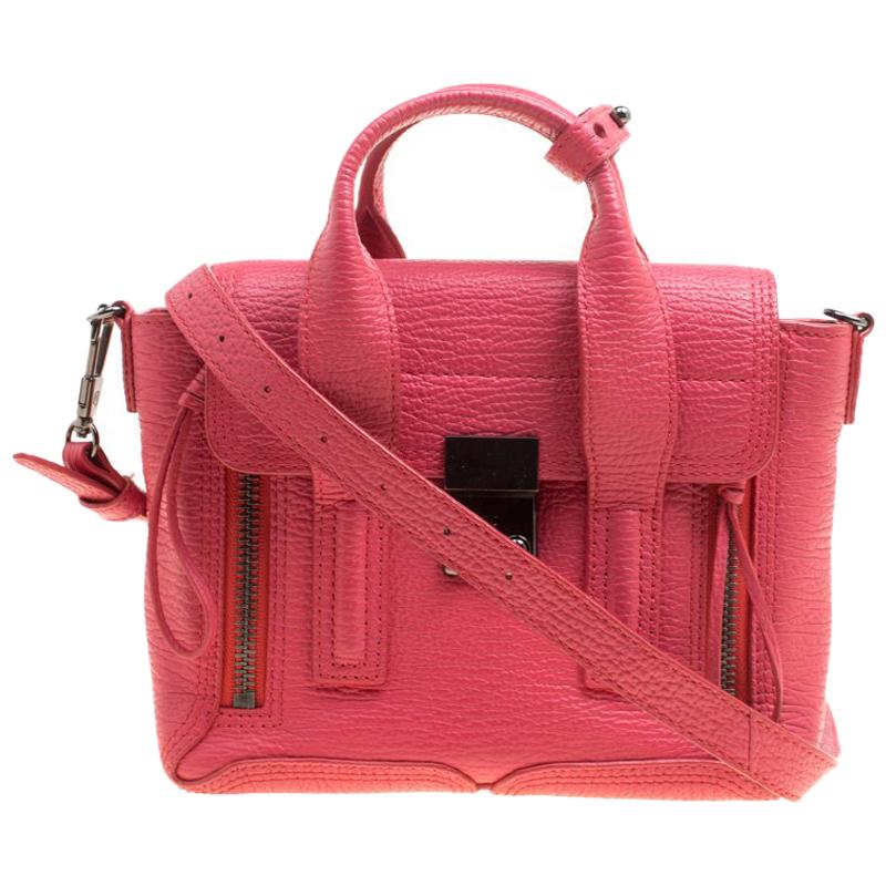 3.1 Phillip Lim Coral Pink Leather Mini Pashli Top Handle Shoulder Bag