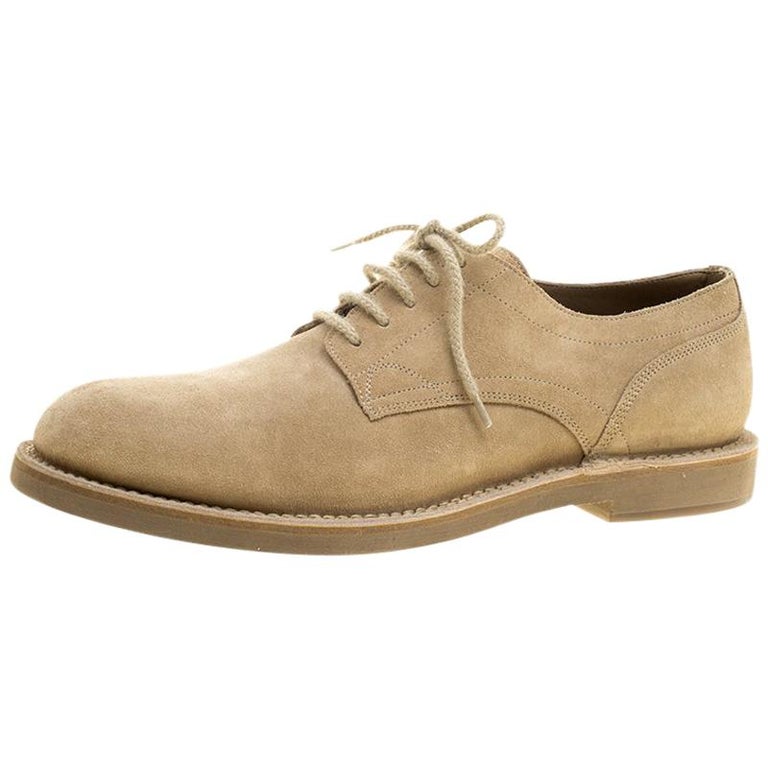 Brunello Cucinelli Beige Suede Urban Lace Up Derby Size 44 For Sale at ...