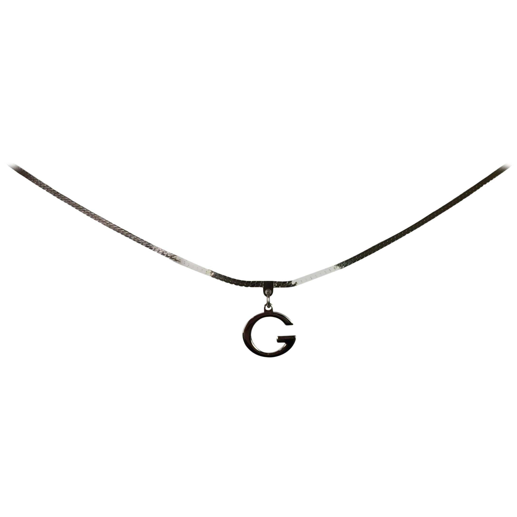 F/W 1995 Gucci by Tom Ford Runway Silver G Logo Belt Necklace