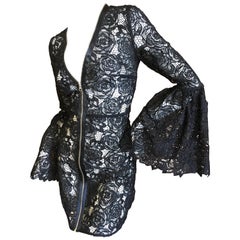 McQ Alexander McQueen Black Lace Bell Sleeve Dress