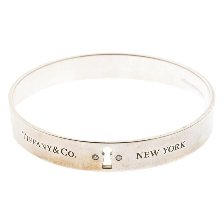 Tiffany and Co. Tiffany Locks Diamond and Silver Bangle Bracelet 18cm