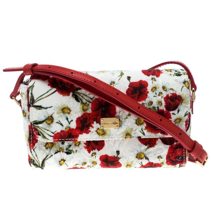 Dolce and Gabbana Multicolor Floral Printed Fabric Brocade Bag