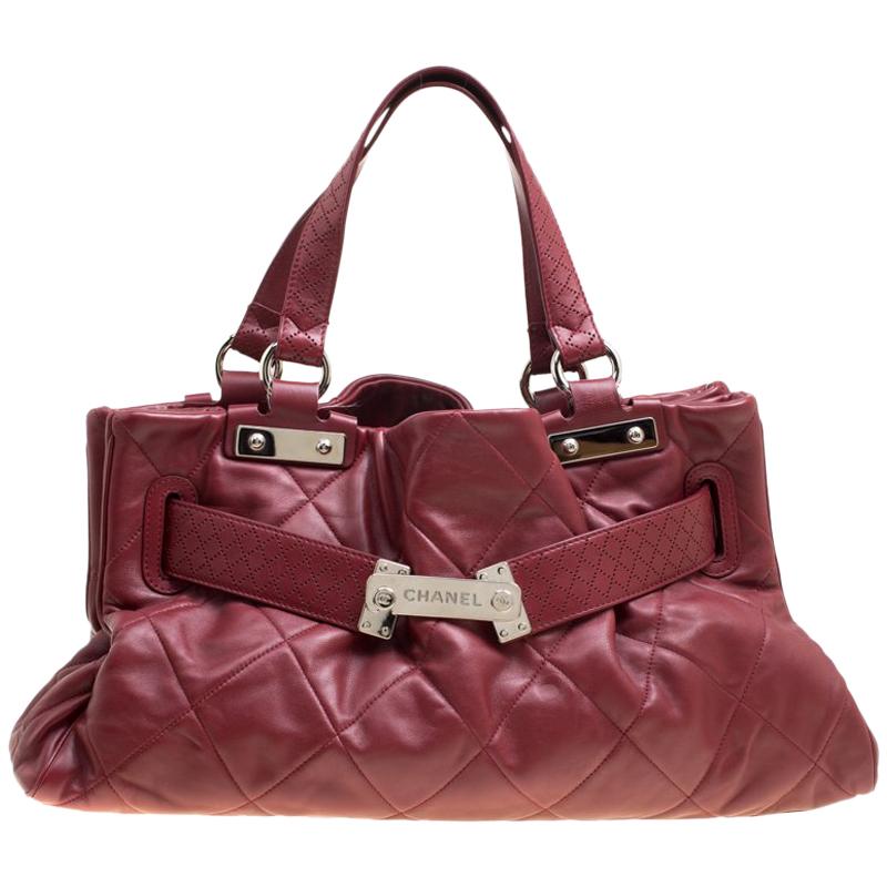 Chanel Red Quilted Leather Tote