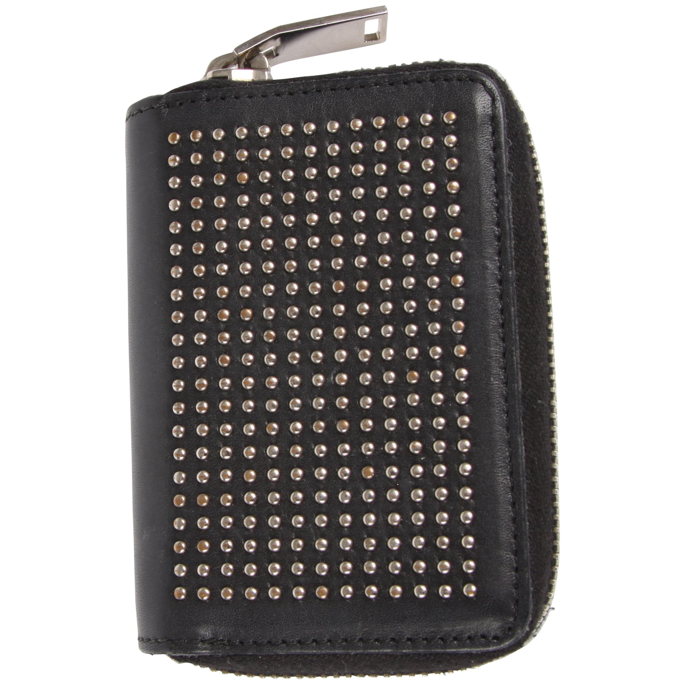 Saint Laurent Studded Mini Zip-Around Wallet - black