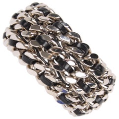 Saint Laurent Chain Cuff Bracelet - silver/black