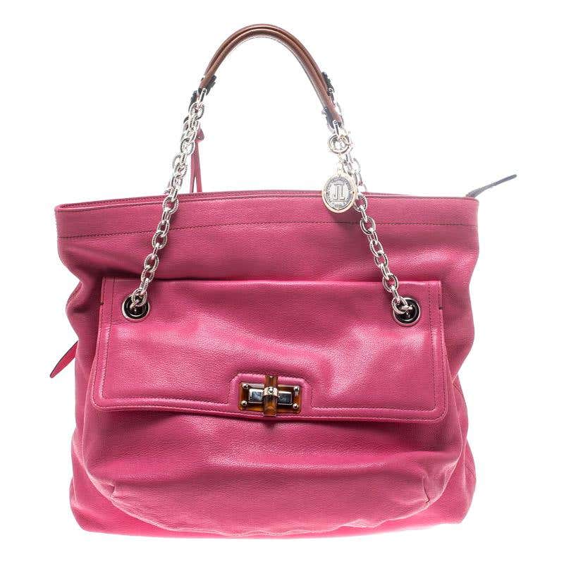 Lanvin Pink Leather Chain Shoulder Bag For Sale at 1stDibs