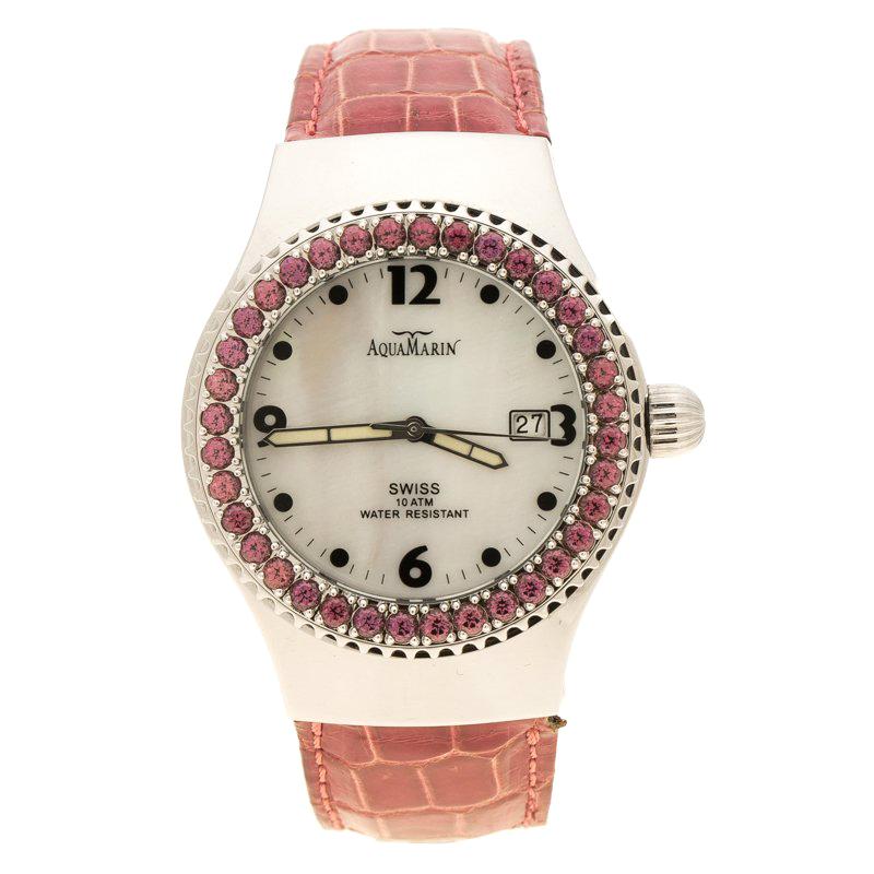 AquaMarin White Mother  Pearl Stainless Steel Sea Star Women's Wristwatch 37 mm