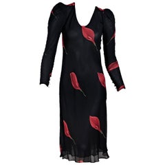 Black & Red Vintage Judy Hornby Couture Floral Dress