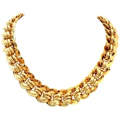 20th Century Italian Gold Plate Chain Link Choker  Style Necklace By, Napier