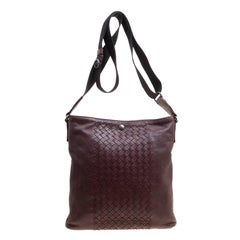 Bottega Veneta Burgundy Intrecciato Leather Crossbody Bag