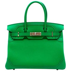 Hermes Bamboo Togo 30CM Ghillies Birkin Bag with Palladium hardware 2017