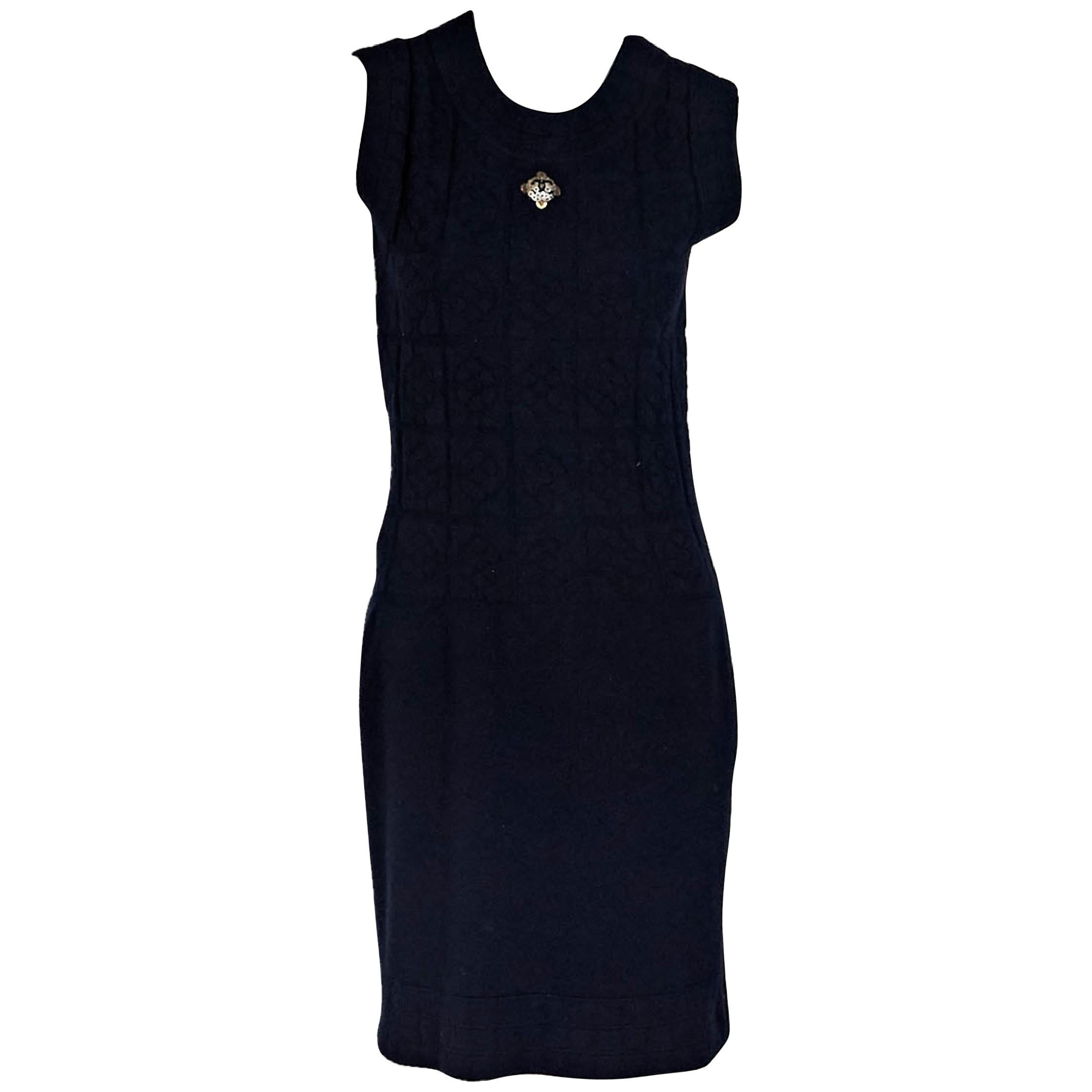 Navy Blue Chanel Sleeveless Knit Dress
