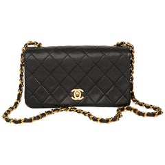 1989 Chanel Black Quilted Lambskin Vintage Mini Flap Bag