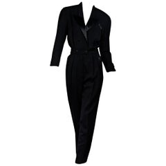 Black Vintage Escada Wool Tuxedo Jumpsuit