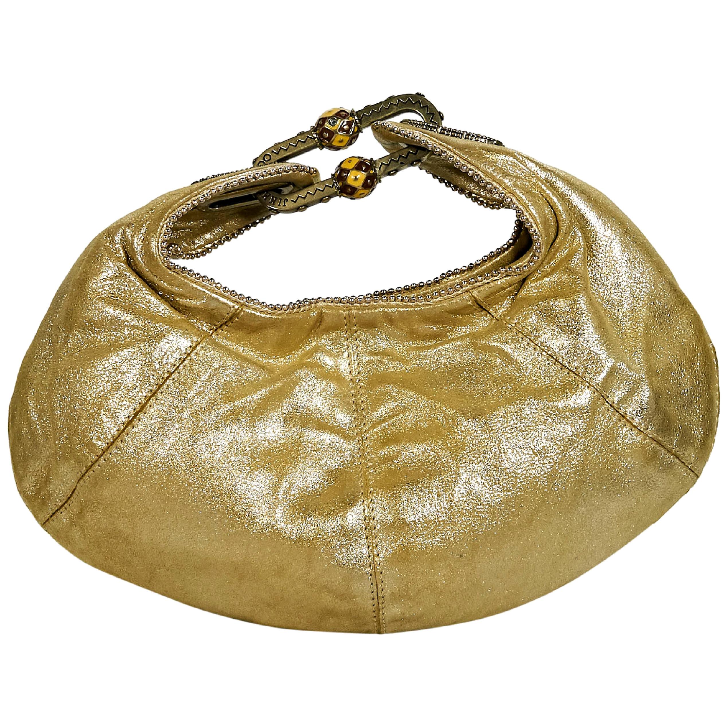 Metallic Gold Jimmy Choo Leather Hobo Bag