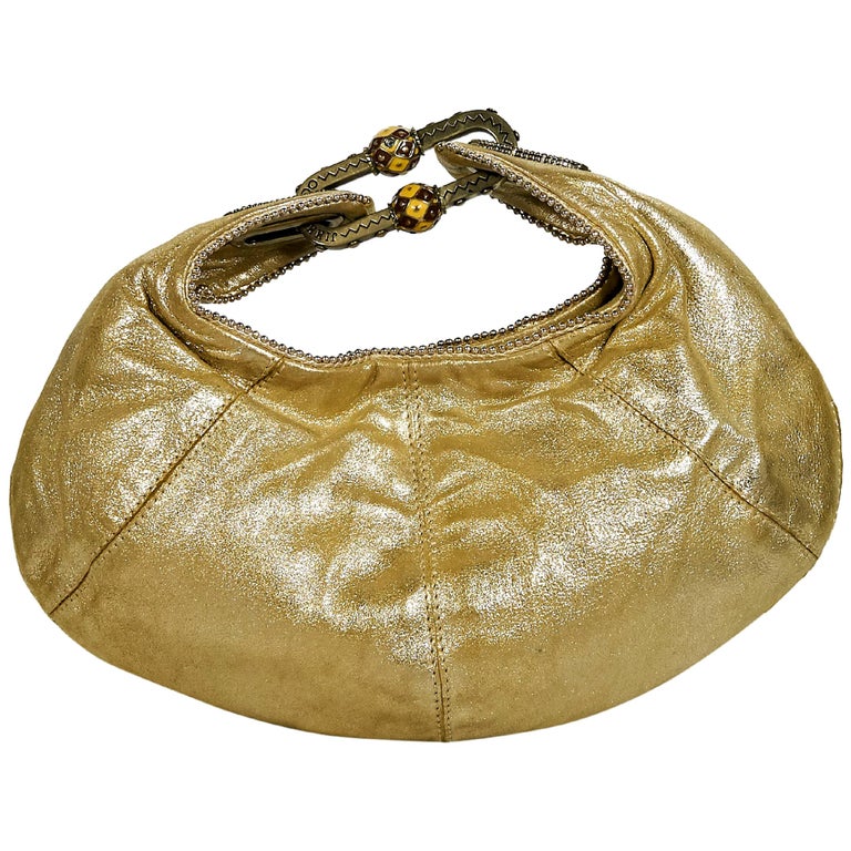 Metallic Gold Jimmy Choo Leather Hobo Bag For Sale at 1stDibs
