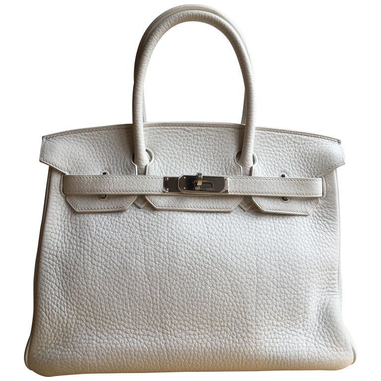 Hermes white Birkin 30cm in Clemence with palladium For Sale at 1stDibs