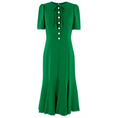 Dolce & Gabbana green button-down cady midi dress US 6