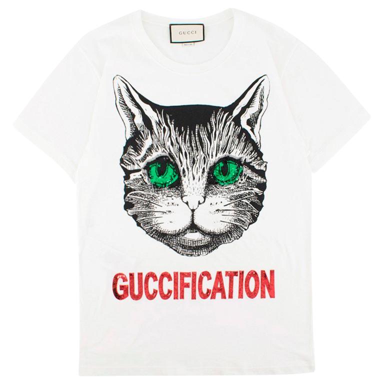 Gucci Guccification Cat-Print T-shirt US 0-2 at 1stDibs