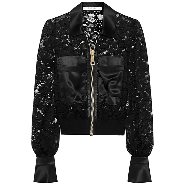 Givenchy Bomber jacket with silk-satin panels in black US 0-2 For Sale ...