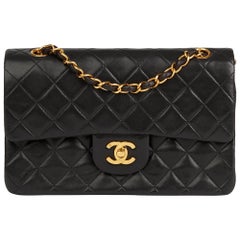 1994 Chanel Black Quilted Lambskin Vintage Small Classic Double Flap Bag