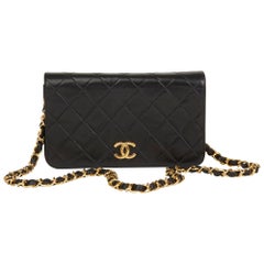 1996 Chanel Black Quilted Lambskin Retro Small Classic Full Flap Bag