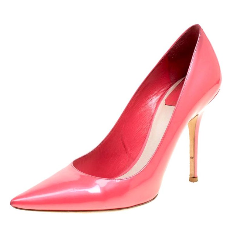 Dior Pink Patent Leather Pointed Toe Pumps Size 38 For Sale at 1stDibs