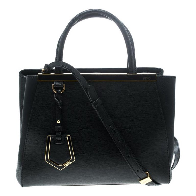 Fendi Black Leather Small 2jours Tote For Sale at 1stDibs