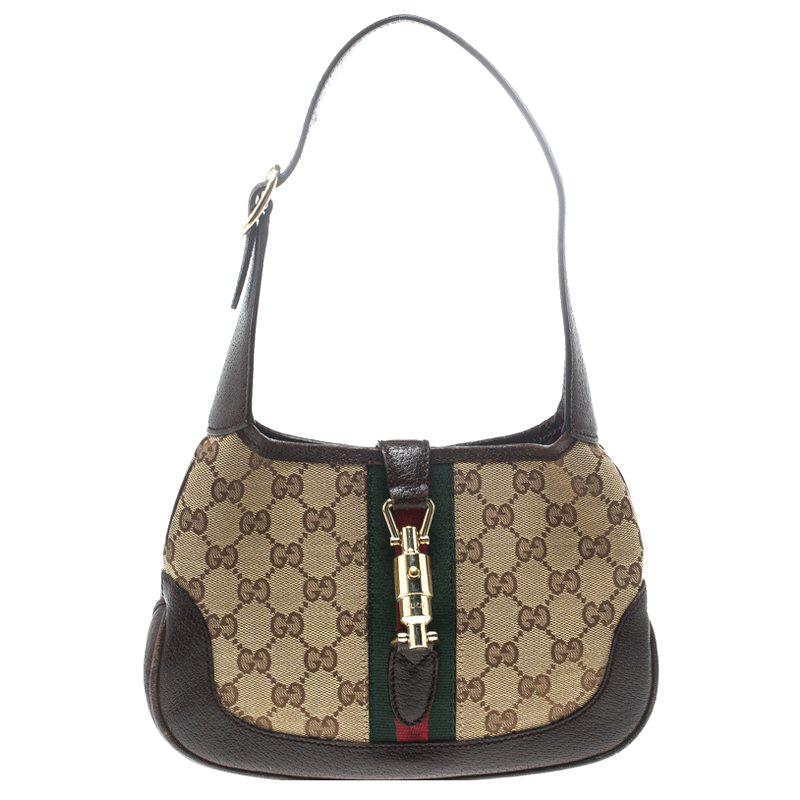 Gucci Beige/Brown GG Canvas and Leather Mini Jackie Hobo