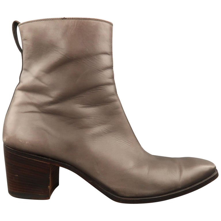 YVES SAINT LAURENT Size 10 Slate Gray Leather Side Zipper JOHNNY Boots at  1stDibs | saint laurent zipper boots