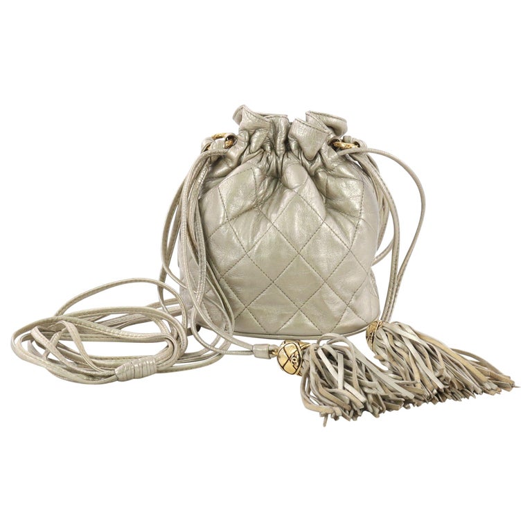 Chanel Vintage Drawstring Bucket Bag Quilted Lambskin Small at 1stDibs