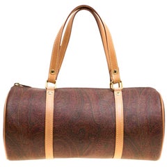 Etro Brown Paisley Printed Coated Canvas Boston Bag