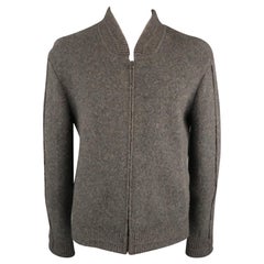 WOOYOUNGMI L Gray Textured Wool Bomber Jacket