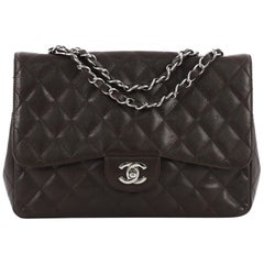 Chanel Vintage Classic Single Flap Bag Quilted Caviar Jumbo
