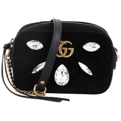 Used Gucci GG Marmont Shoulder Bag Crystal Embellished Matelasse Velvet Mini